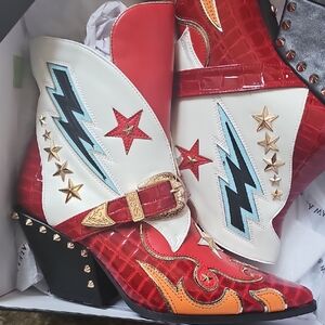 Azaleq Wang Multi Colored Studded Cowboy Boot